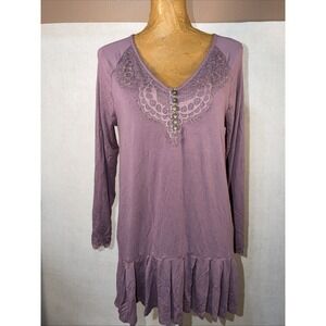 Matilda Jane small purple top Lace Trim & Accents Ruffle Bottom Size S